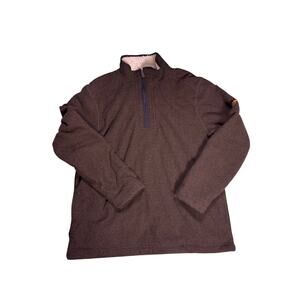 VTG Orvis Sherpa Lined Quarter Zip Fleece Mens Medium Brown Cream Patch Gorpcore